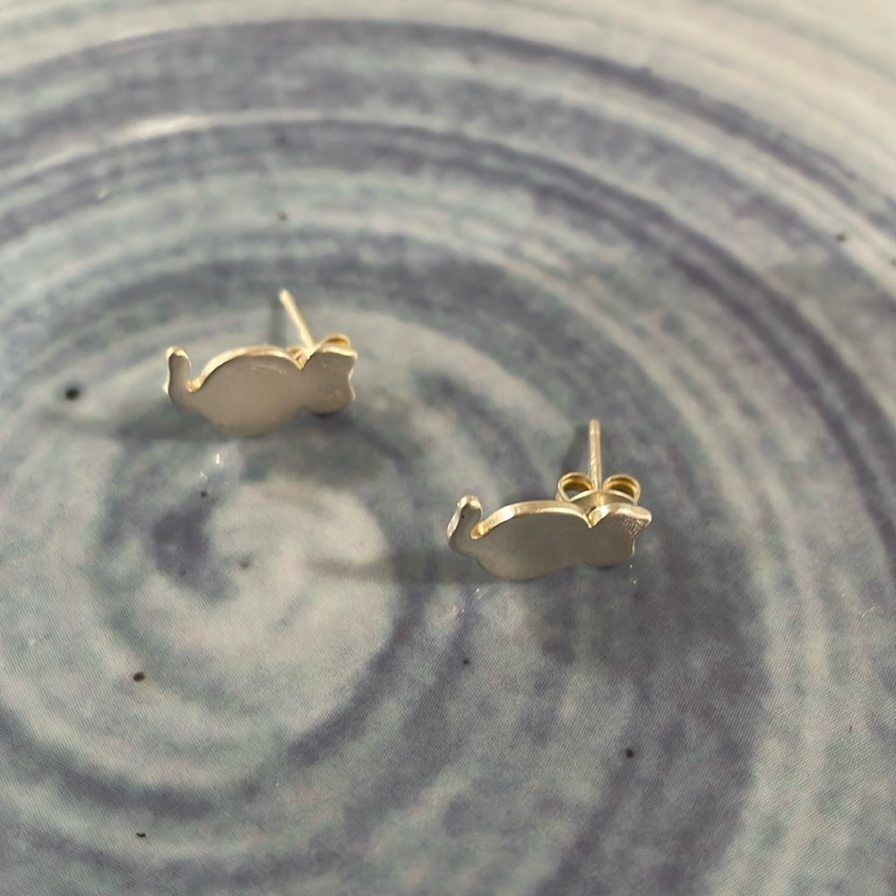 Silver cat earrings